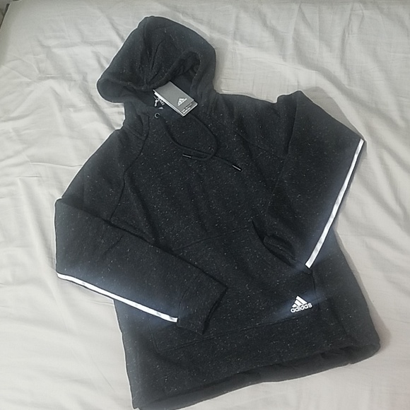 Adidas Black and White Speckled Hoodie - Picture 3 of 5